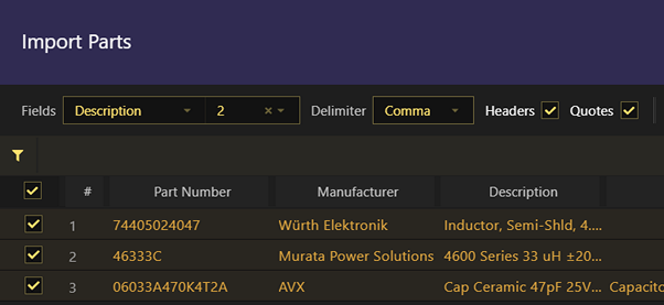 CSV data importer