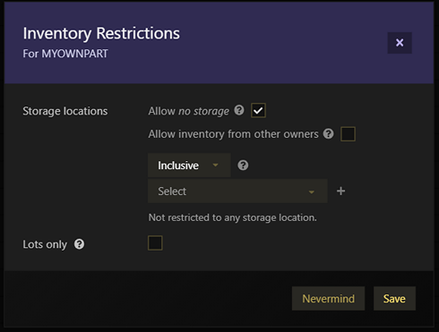 inventory restrictions